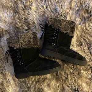Fur Top Slip-on Boots